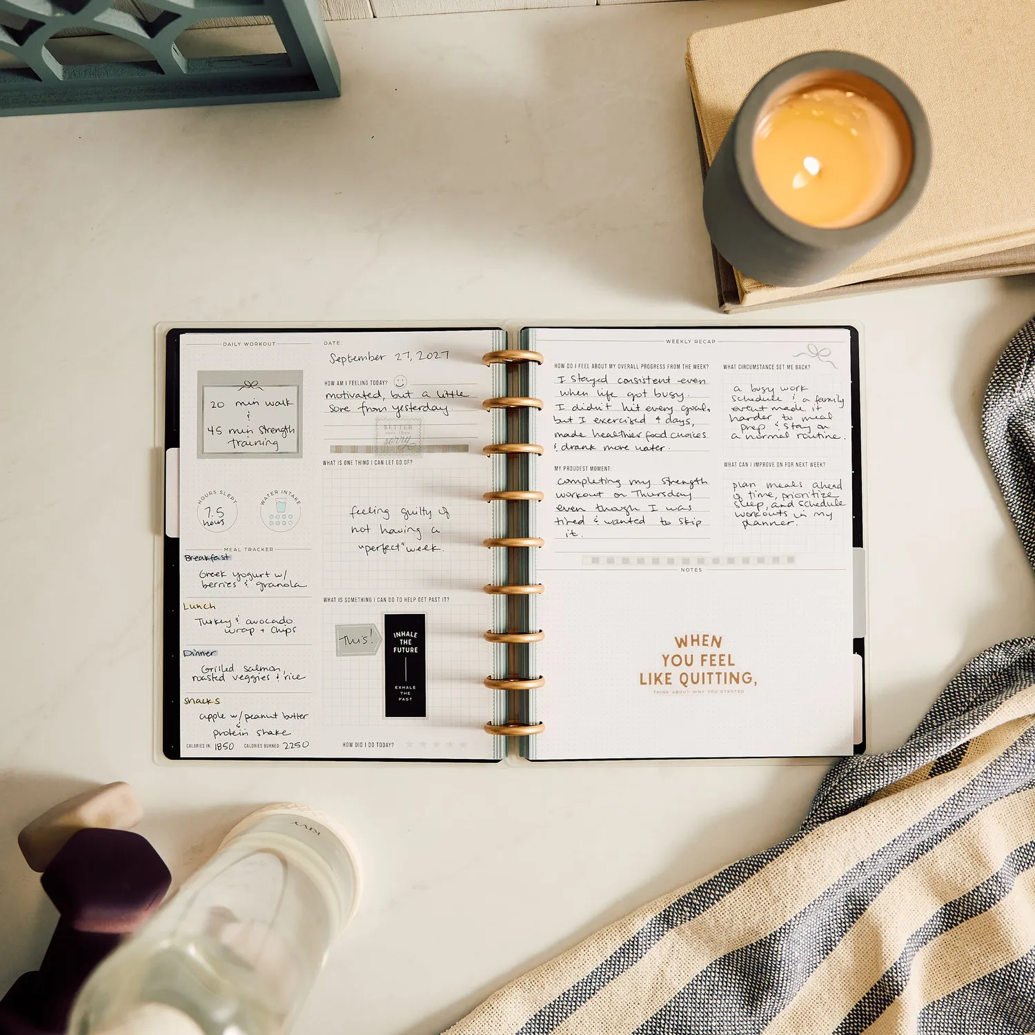 Happy Planner Haven & Heart Fitness Classic journal guidé 80 feuilles