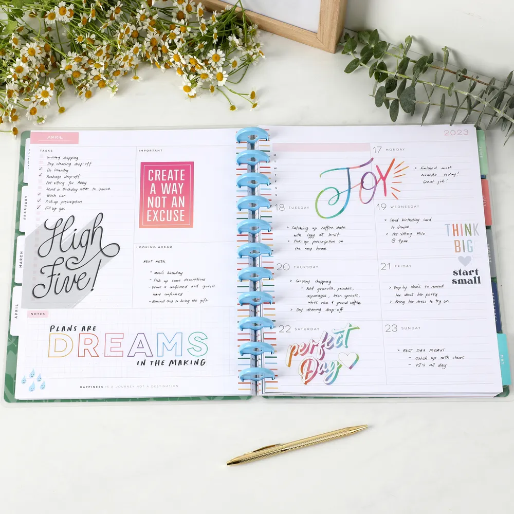 Happy Planner Essential Quotes stickers grand 15 planches 73 doré
