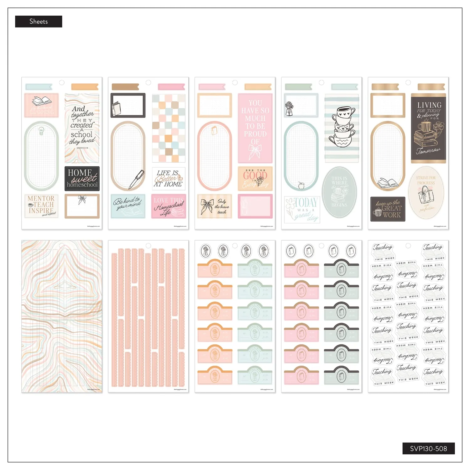 Happy Planner Pastel Poetry Value Pack stickers grand 30 feuilles