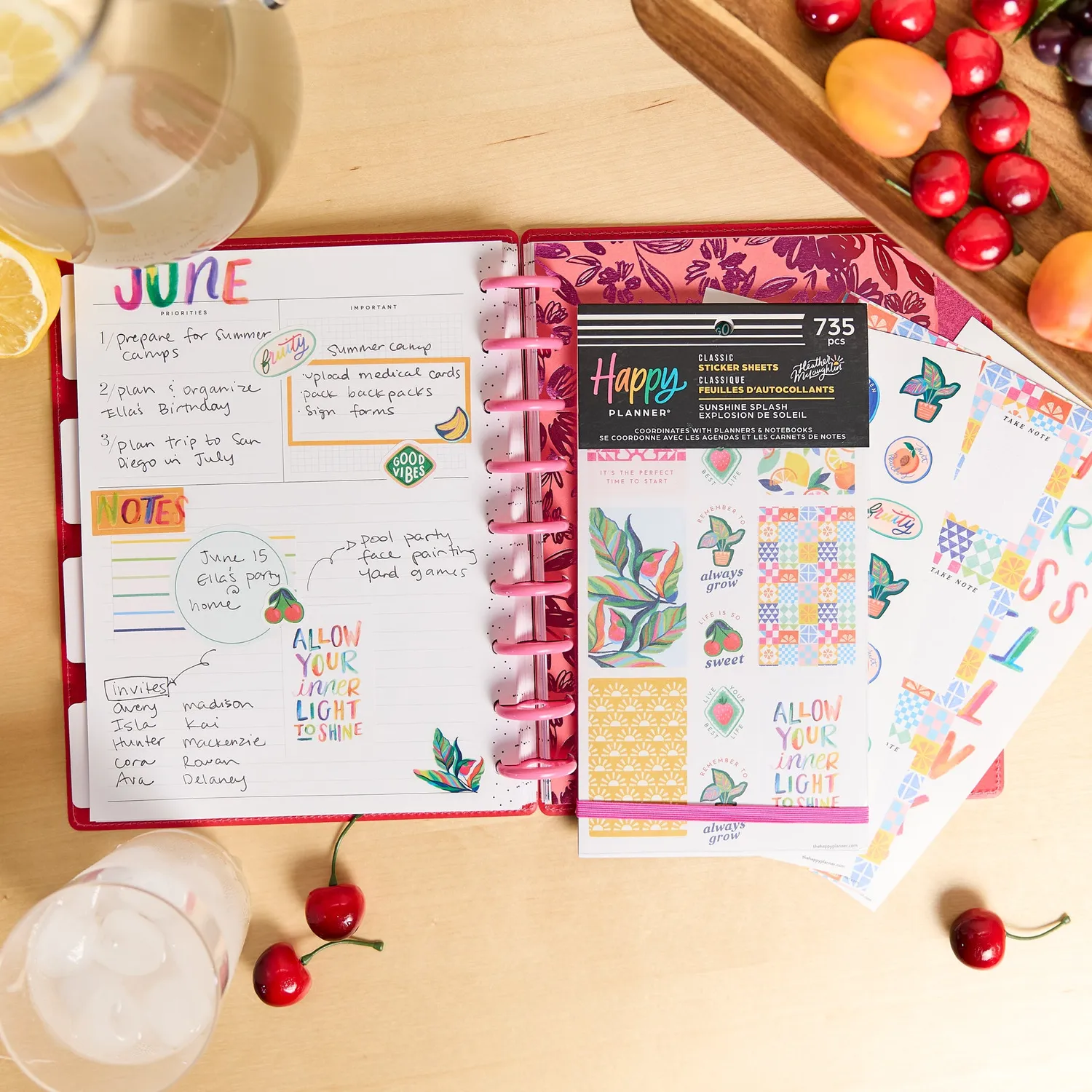 Happy Planner Sunshine Splash stickers colorés 30 planches
