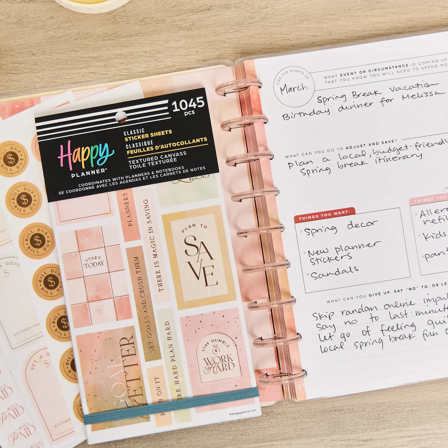 Happy Planner Textured Canvas Budget stickers 1045 autocollants