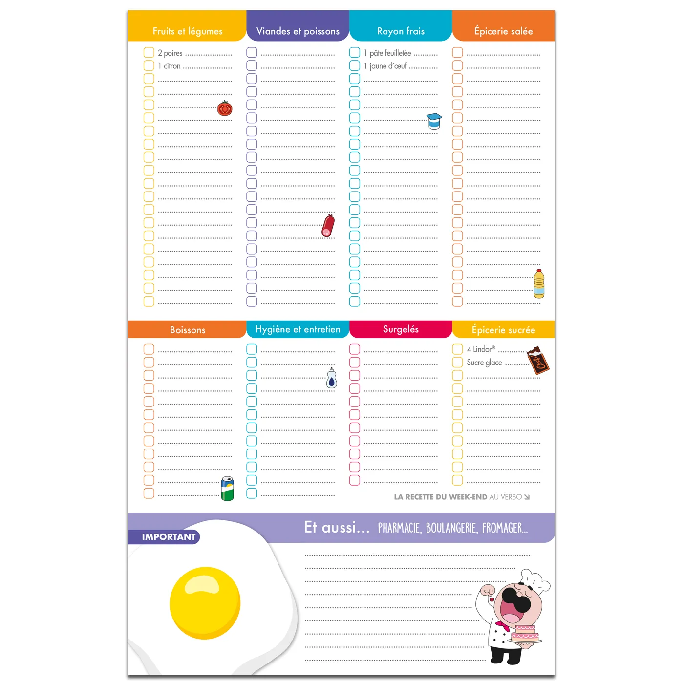 Frigobloc Mes Listes de Courses Chefclub bloc 52 listes