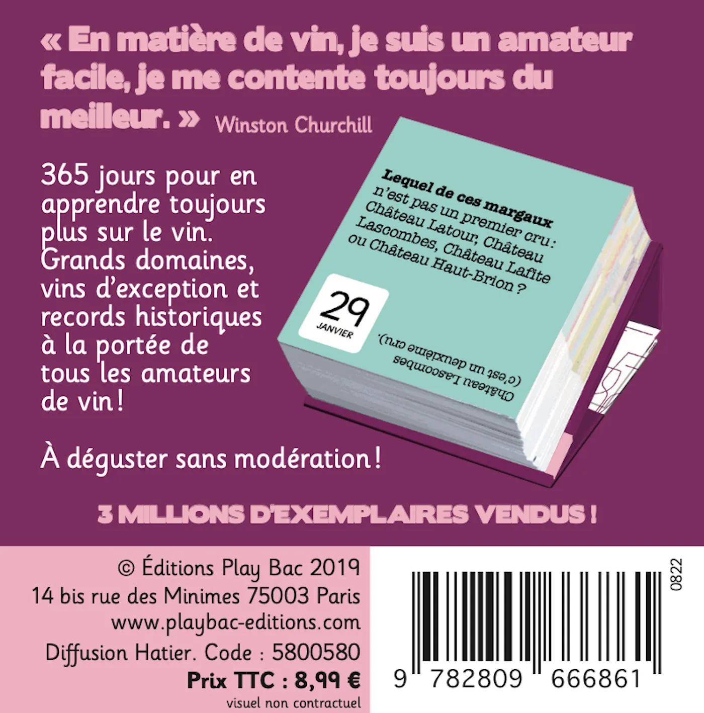 Frigobloc 365 jours amateur de vin mini calendrier cépages
