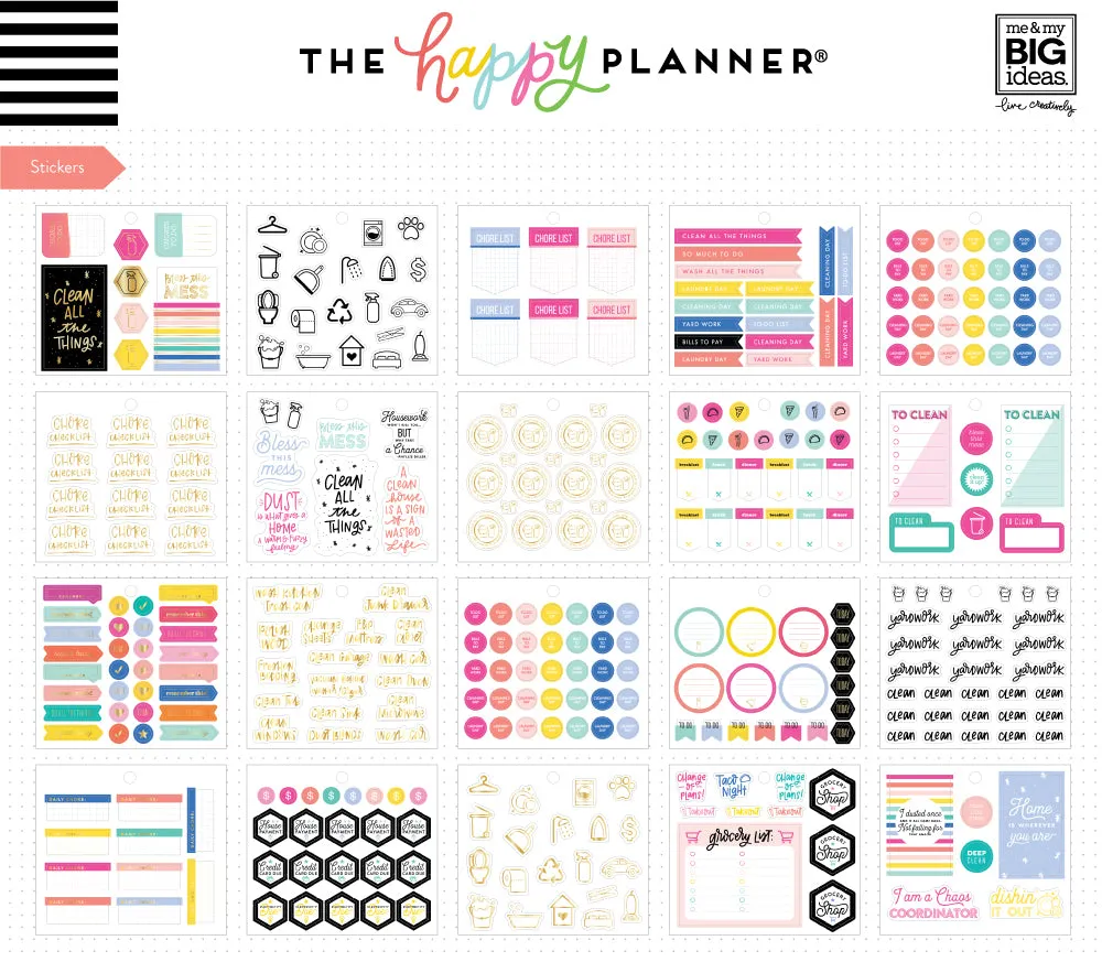 Happy Planner Household kit accessoires stickers notes echter
