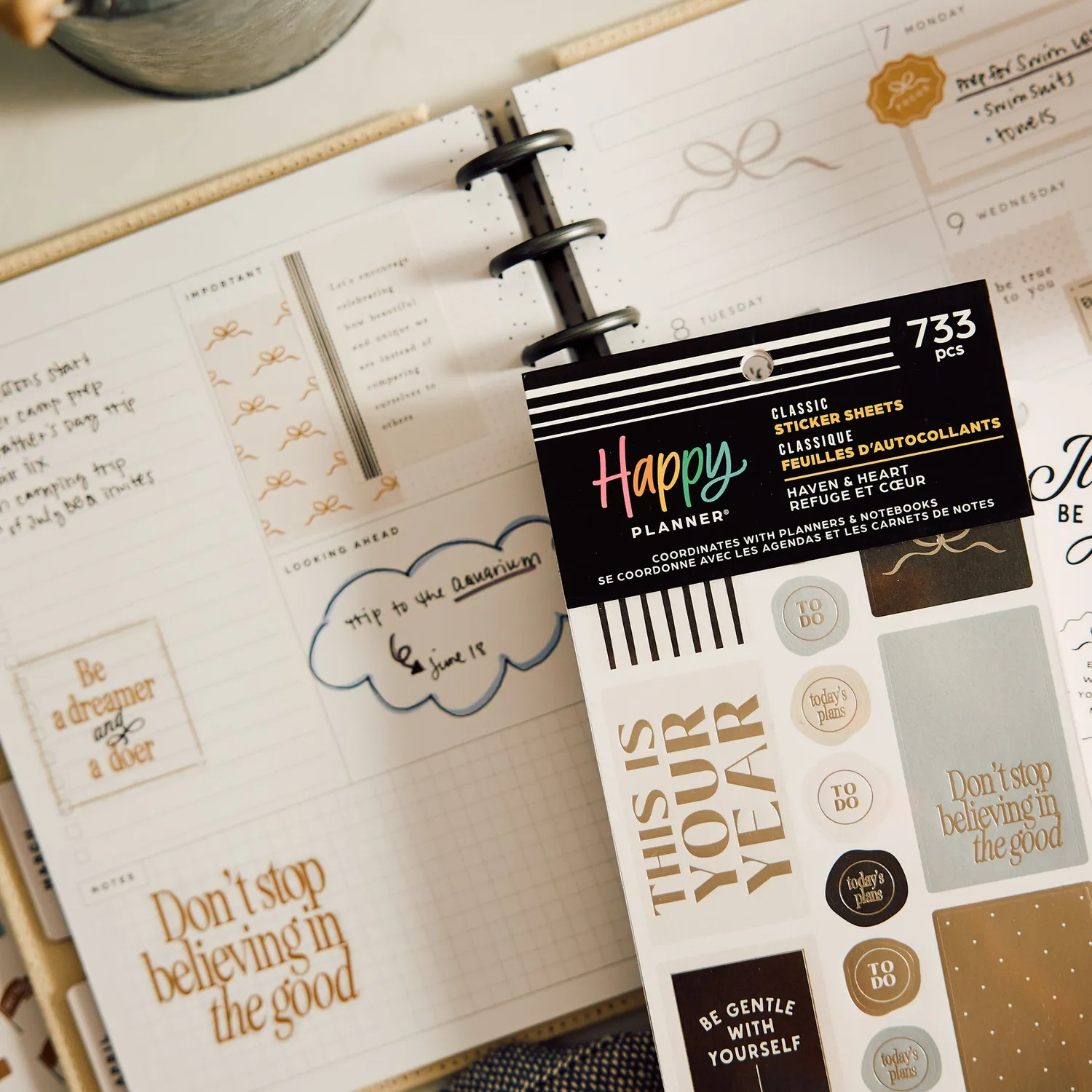 Happy Planner Haven & Heart stickers value pack 30 planches neutres