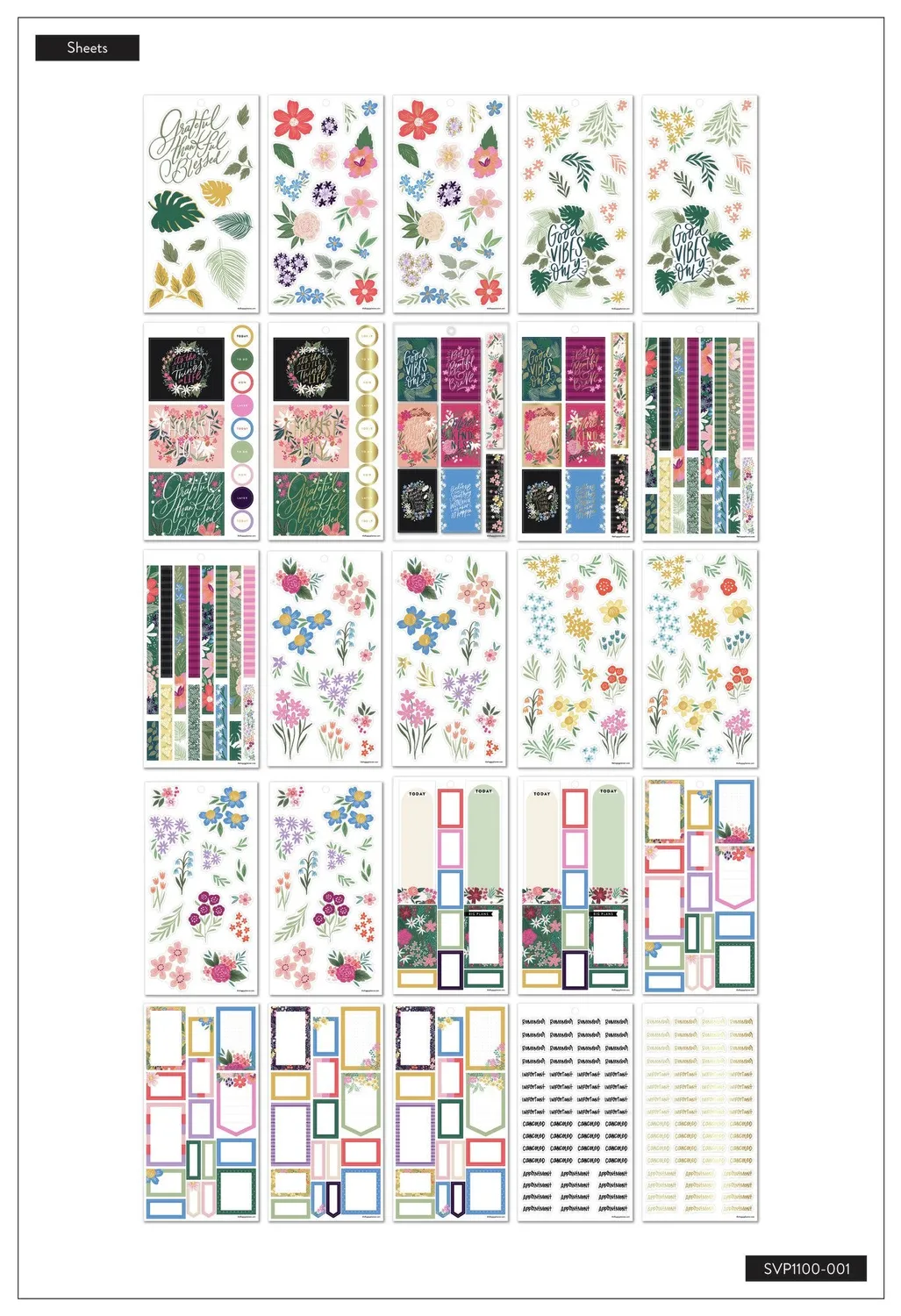 Happy Planner Flowers Notes méga stickers 3130 fleurs