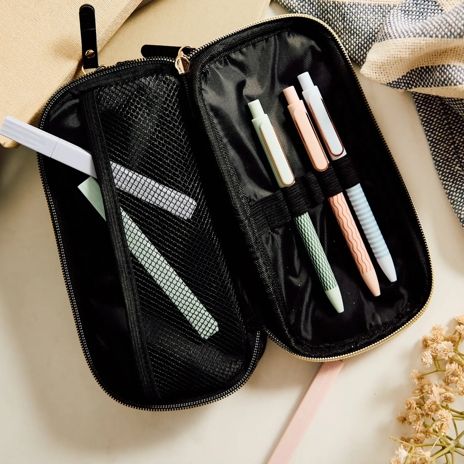Happy Planner Onyx trousse crayons tissu noir zippée