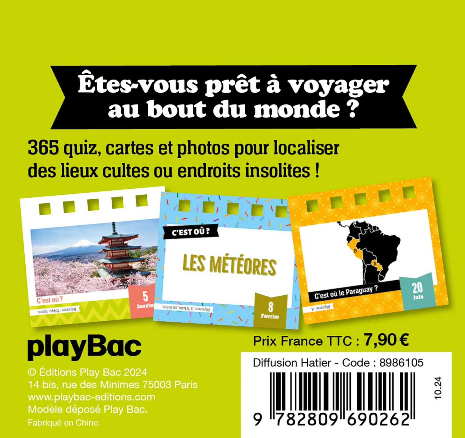 Frigobloc C'est Où ? calendrier quiz chevalet 365 jours