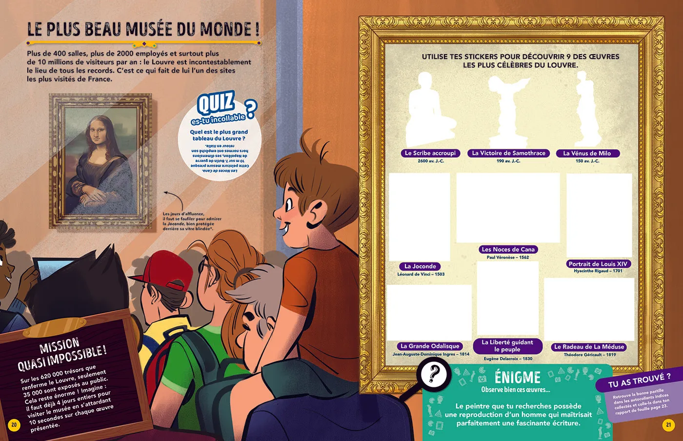 Frigobloc Incollables Mission Louvre livre énigmes stickers 6 ans