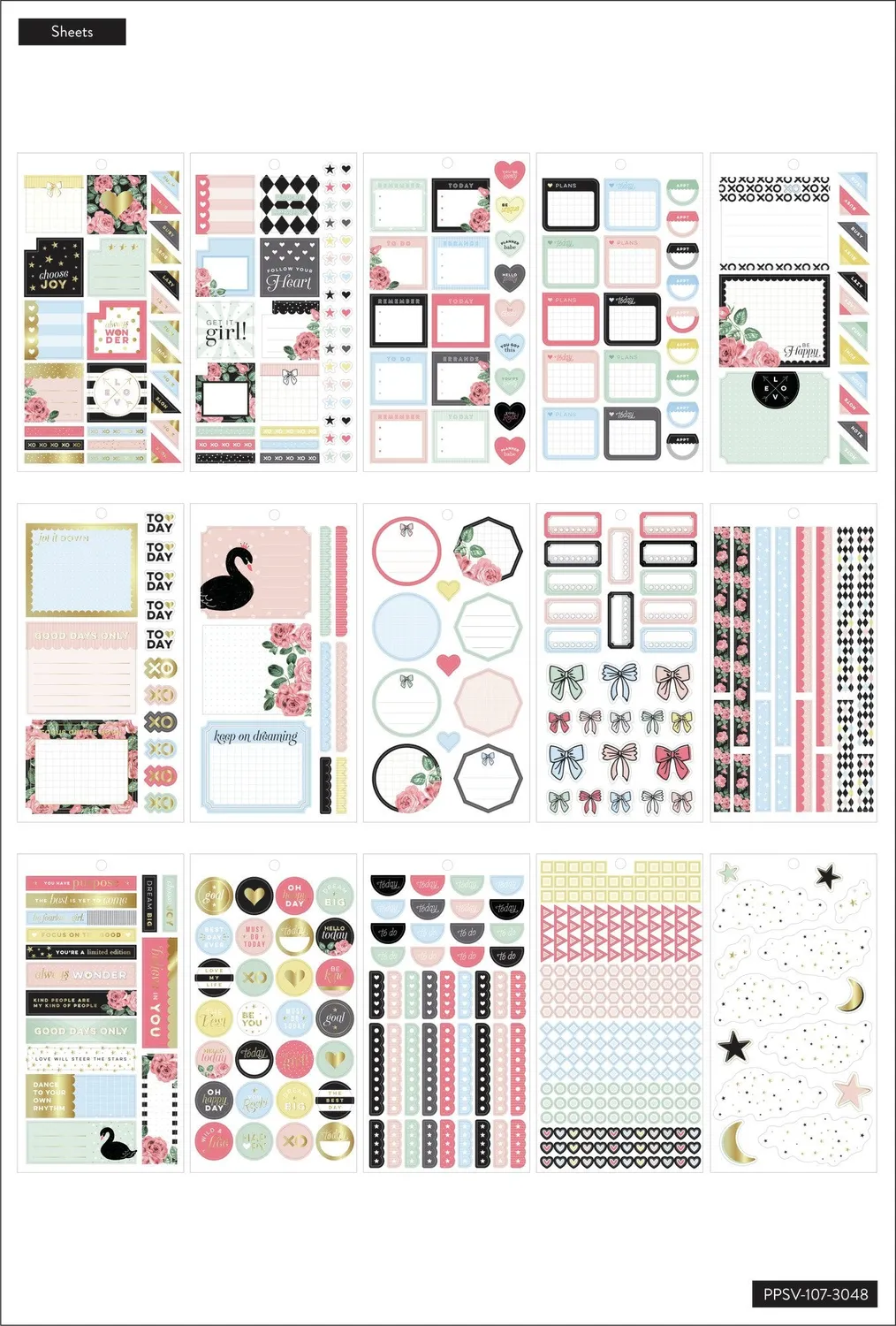 Happy Planner Simply Lovely stickers value pack 30 feuilles