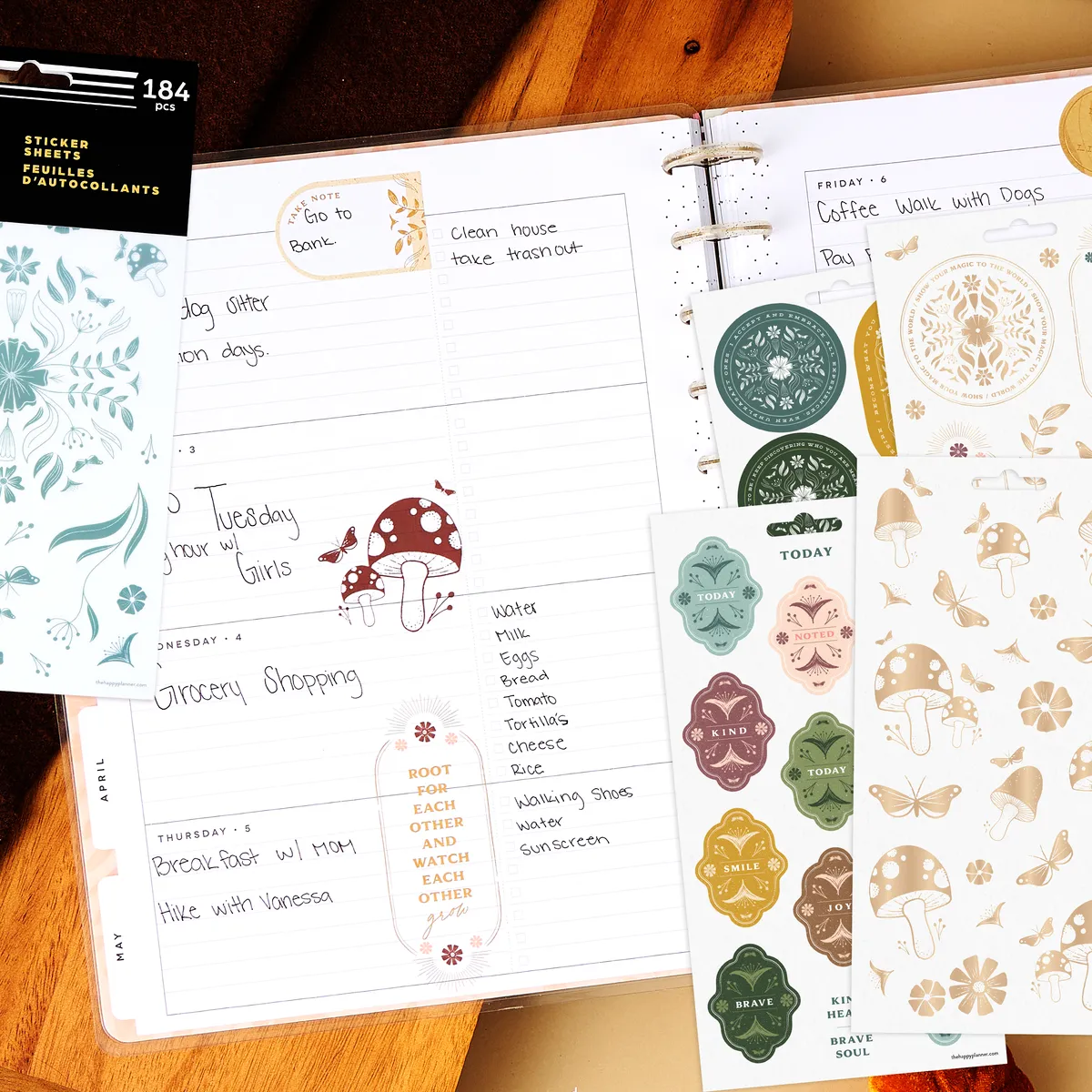 Happy Planner Woodland Whispers stickers 10 feuilles