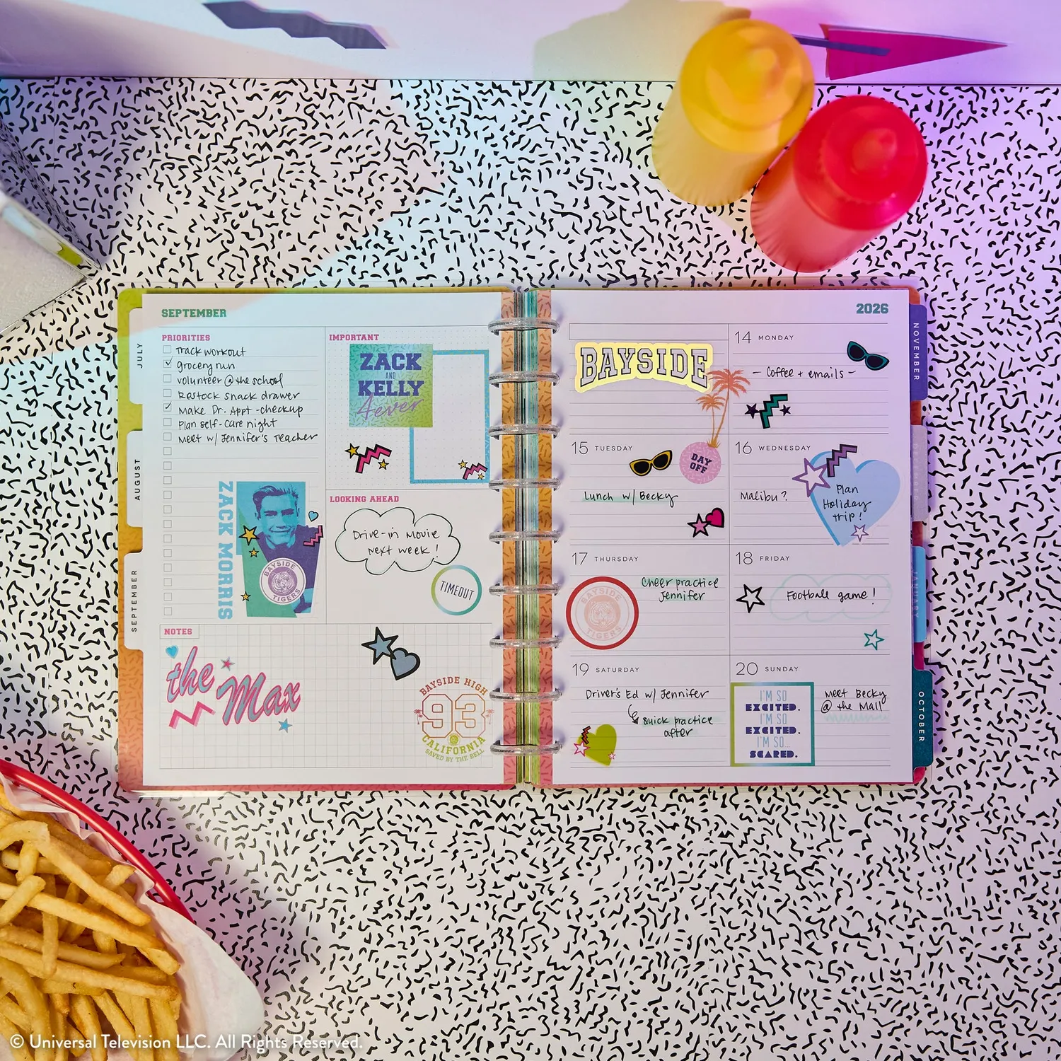 Happy Planner Saved By The Bell agenda dashboard 2026-2027