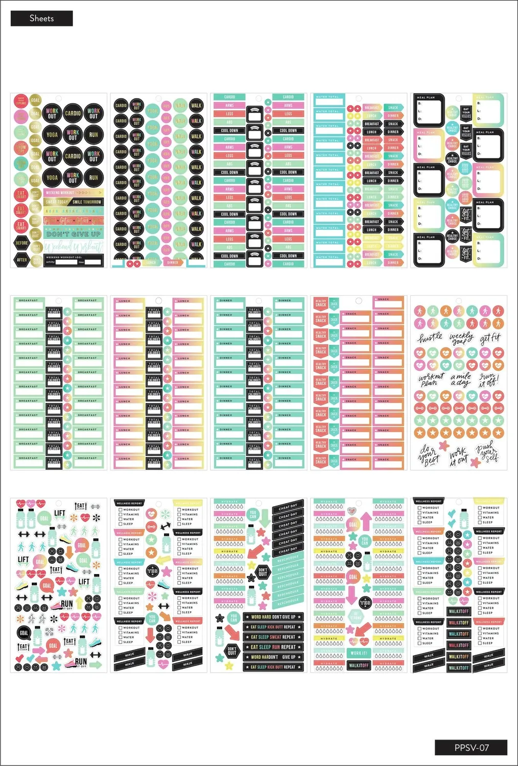 Happy Planner Work It Out stickers fitness 1475 sport