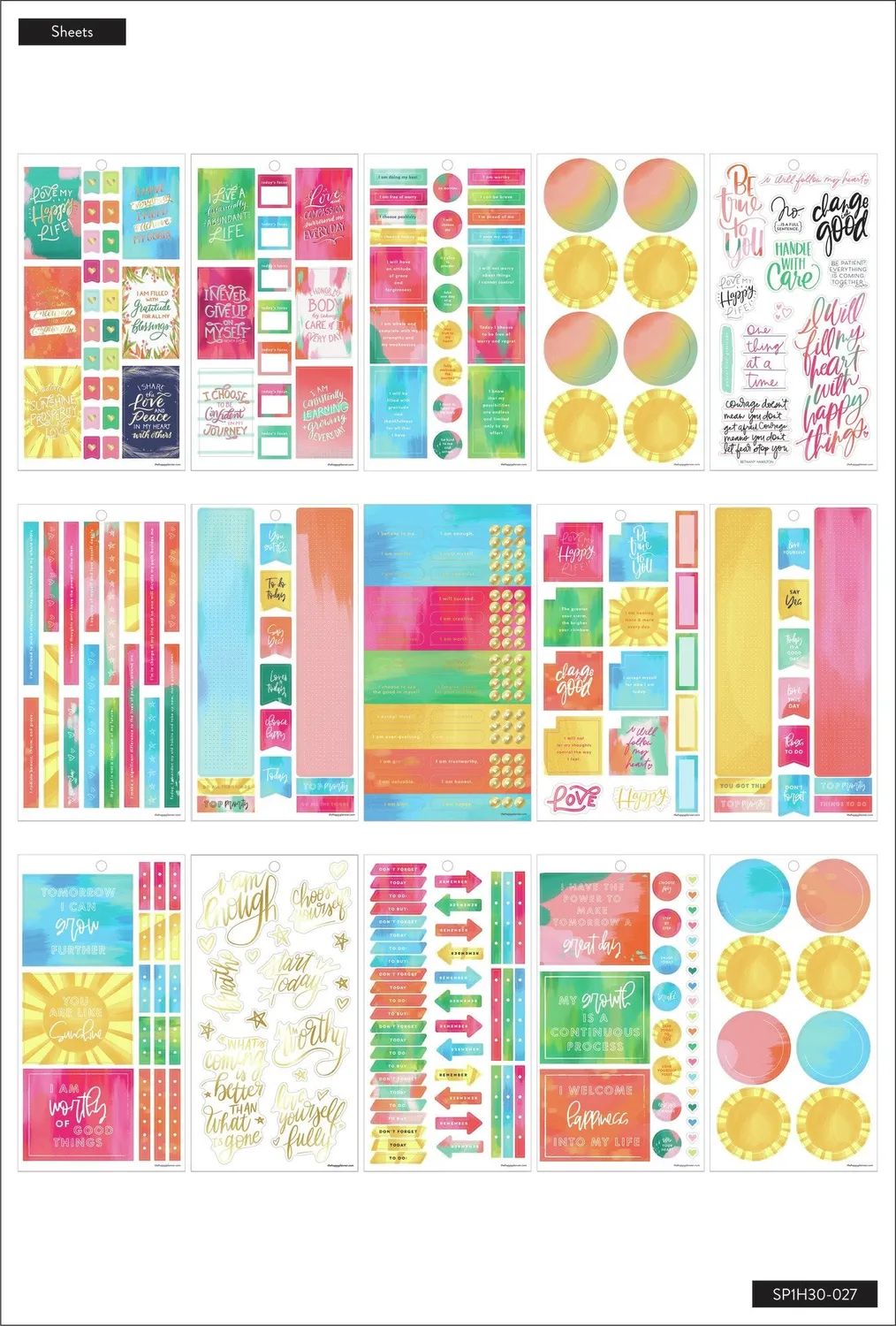 Happy Planner Happy Life stickers 832 pièces aquarelle