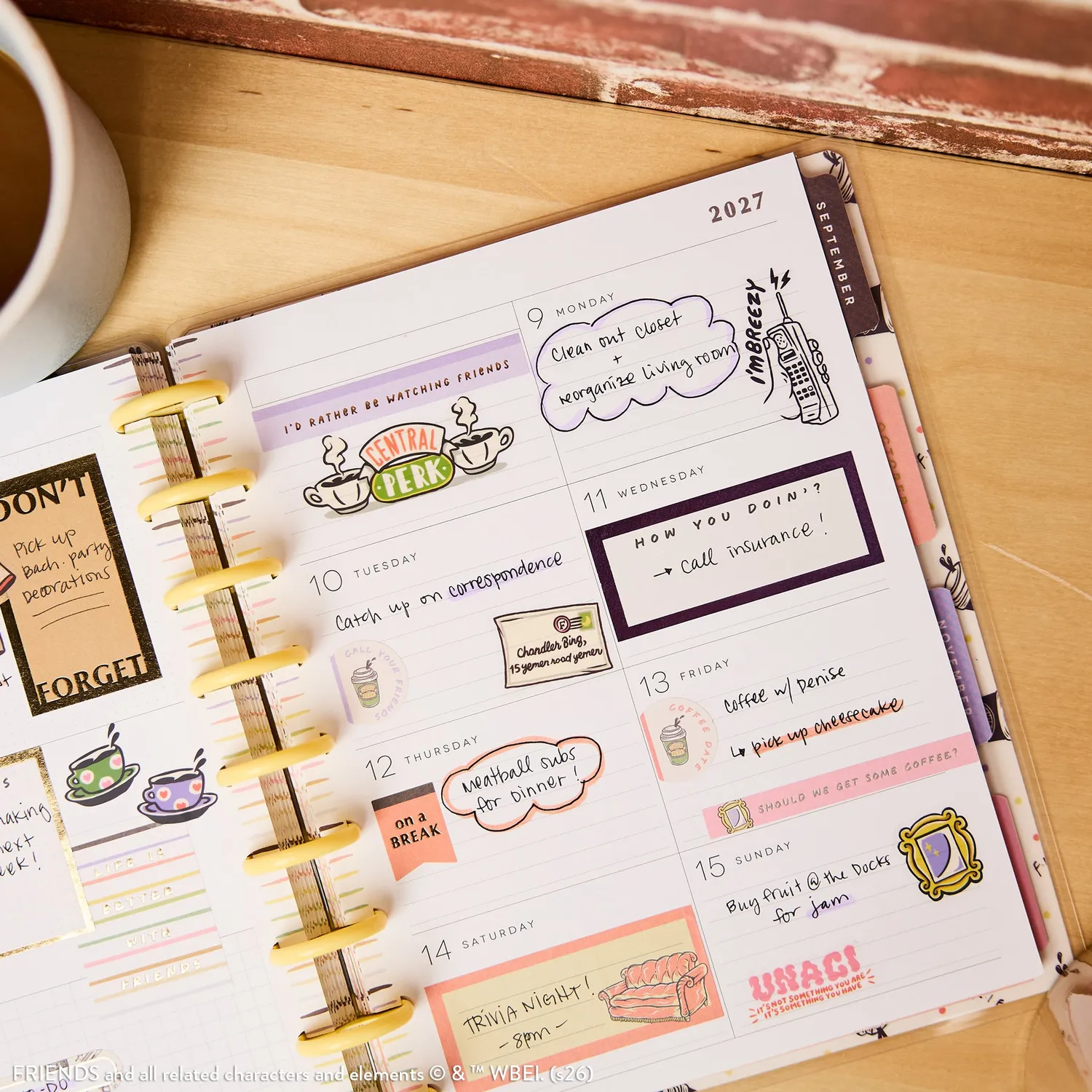 Happy Planner Friends 2027 agenda Classic dashboard 12 mois