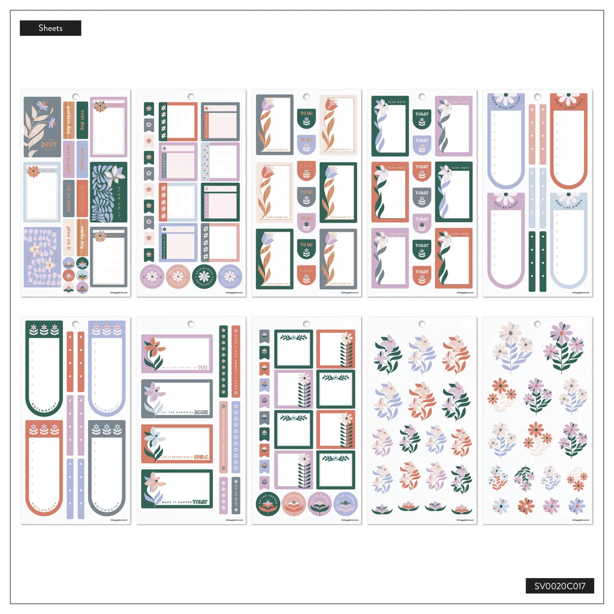 Happy Planner Petals Plans autocollants fleurs 590 pièces
