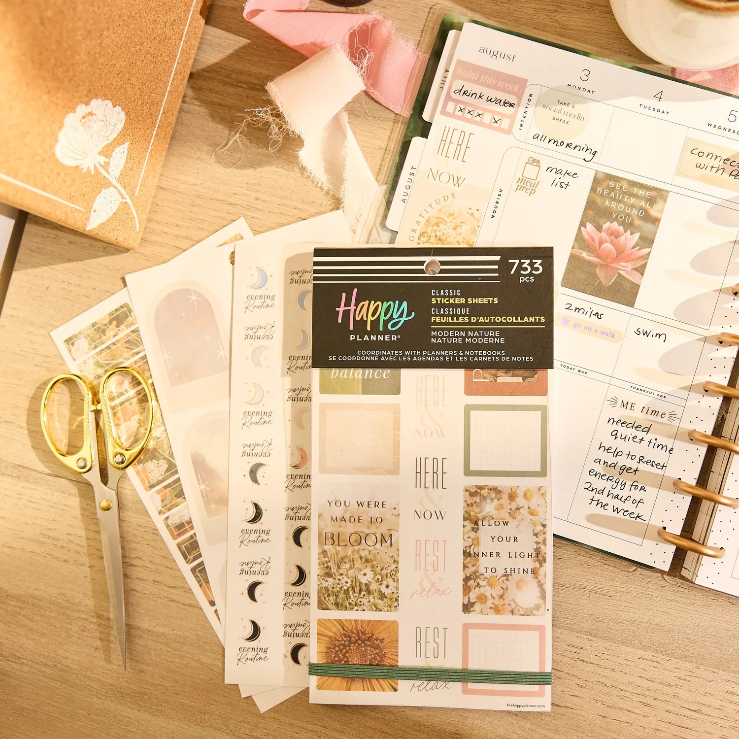 Happy Planner Modern Nature stickers neutres 30 feuilles