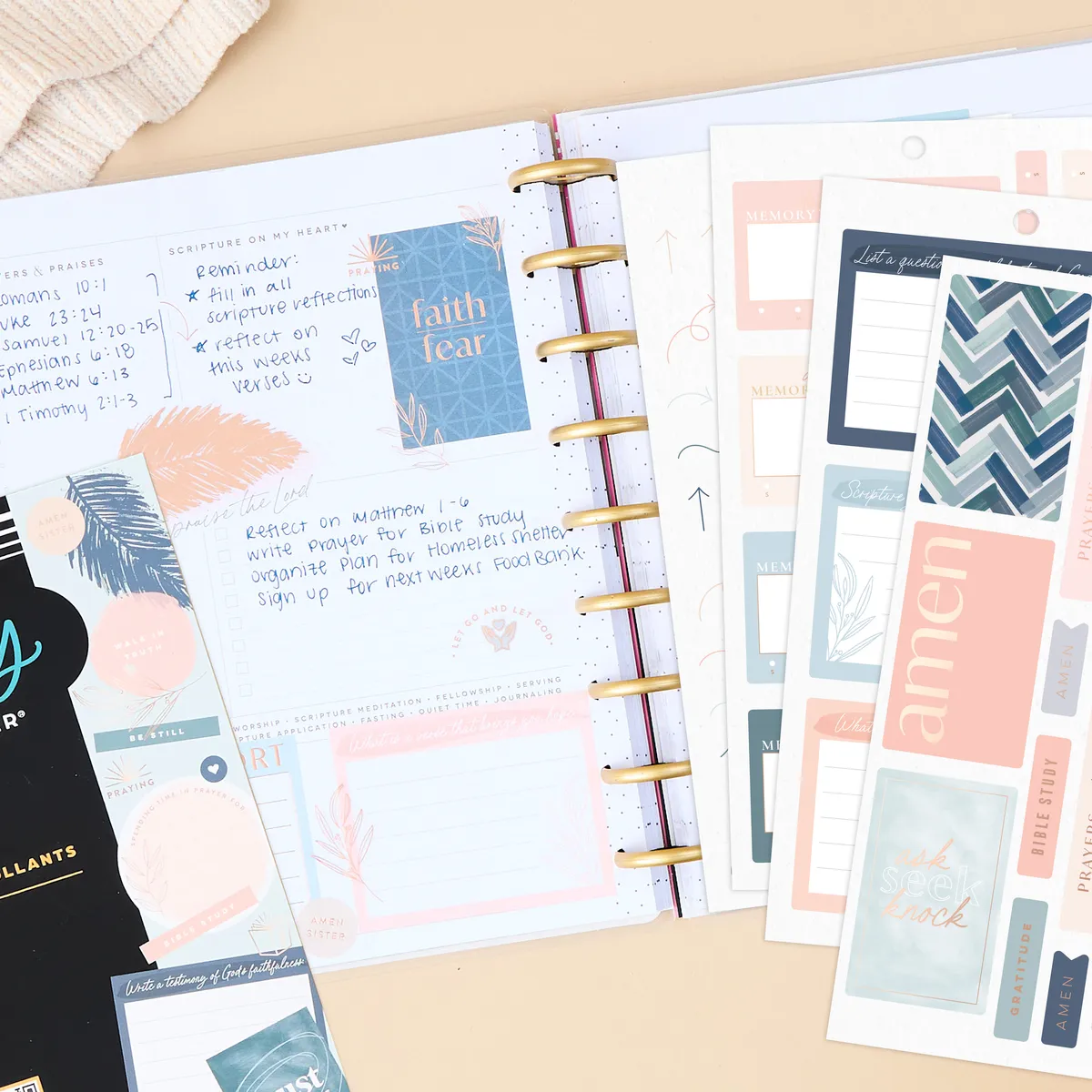 Happy Planner Coastal Faith stickers 30 planches 555 autocollants