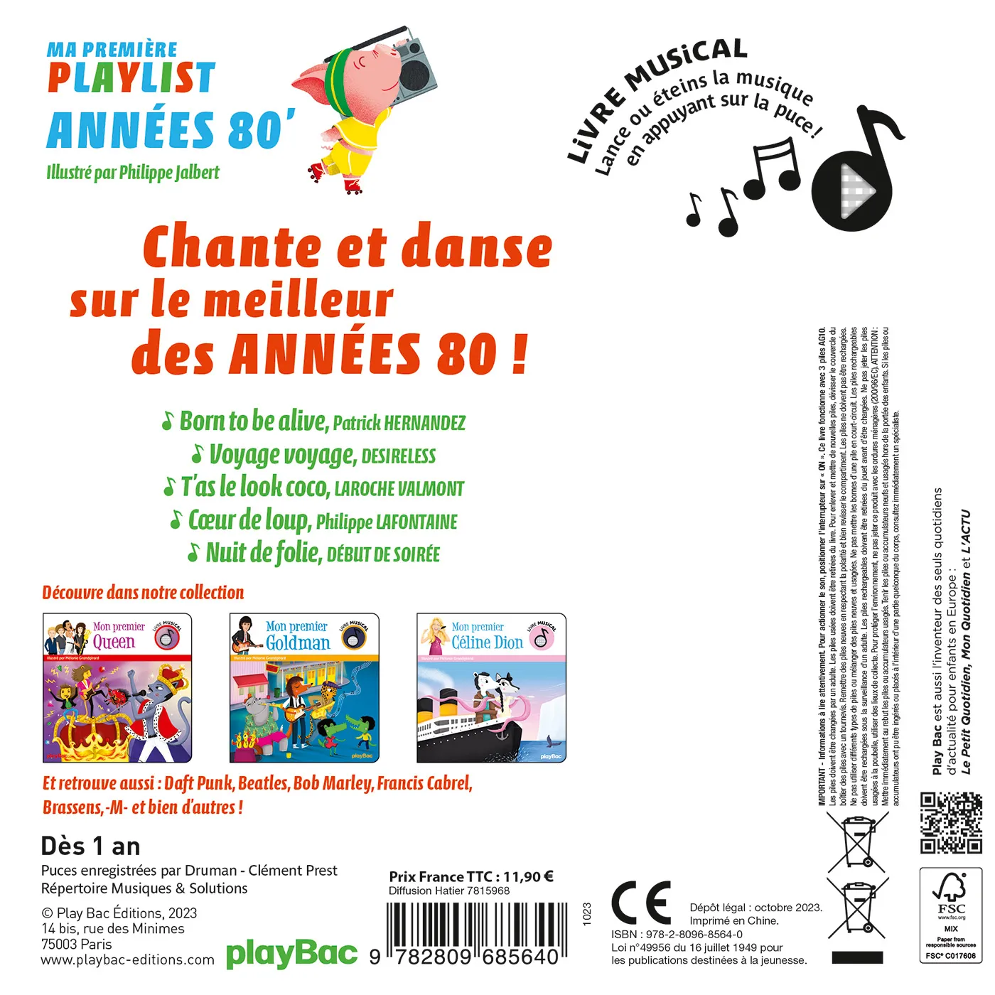Frigobloc Ma première playlist Années 80 livre sonore 5 musiques