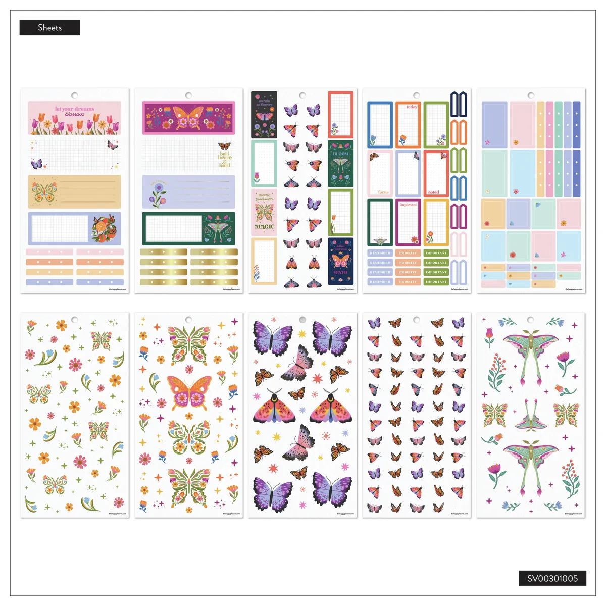 Happy Planner Mystic Blooms stickers Mini 1352 floral