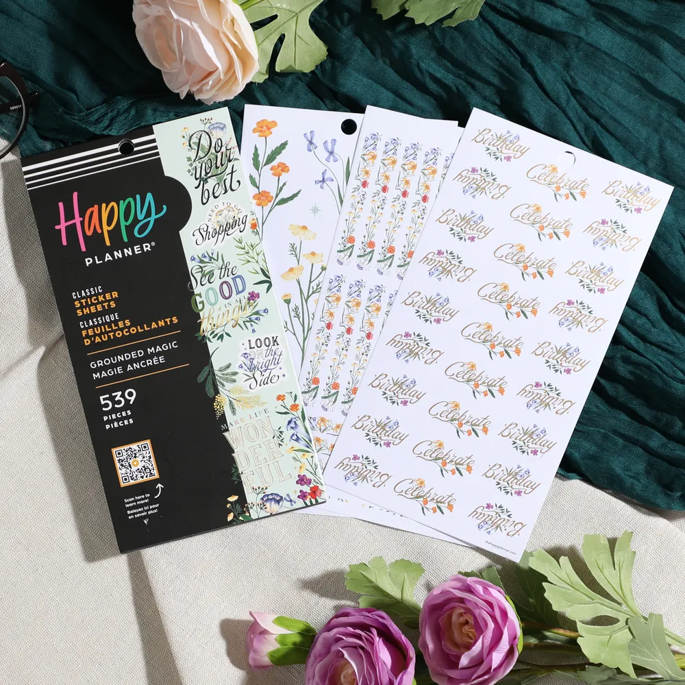Happy Planner Grounded Magic Value Pack autocollants 539 botanique