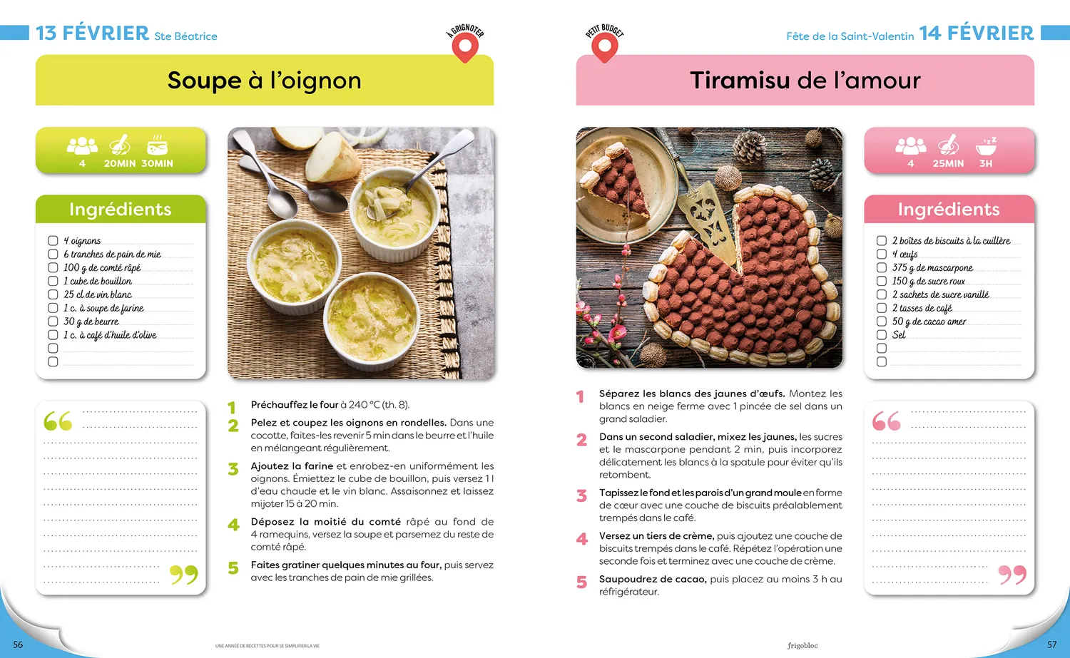 Frigobloc livre de cuisine Une année de recettes 365 idées