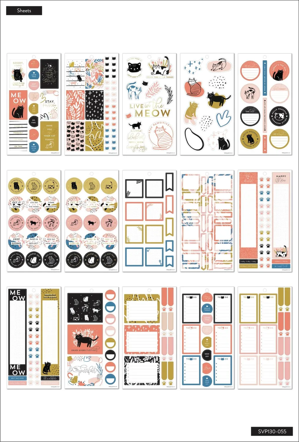 Happy Planner Modern Meow Value Pack autocollants 636 chat