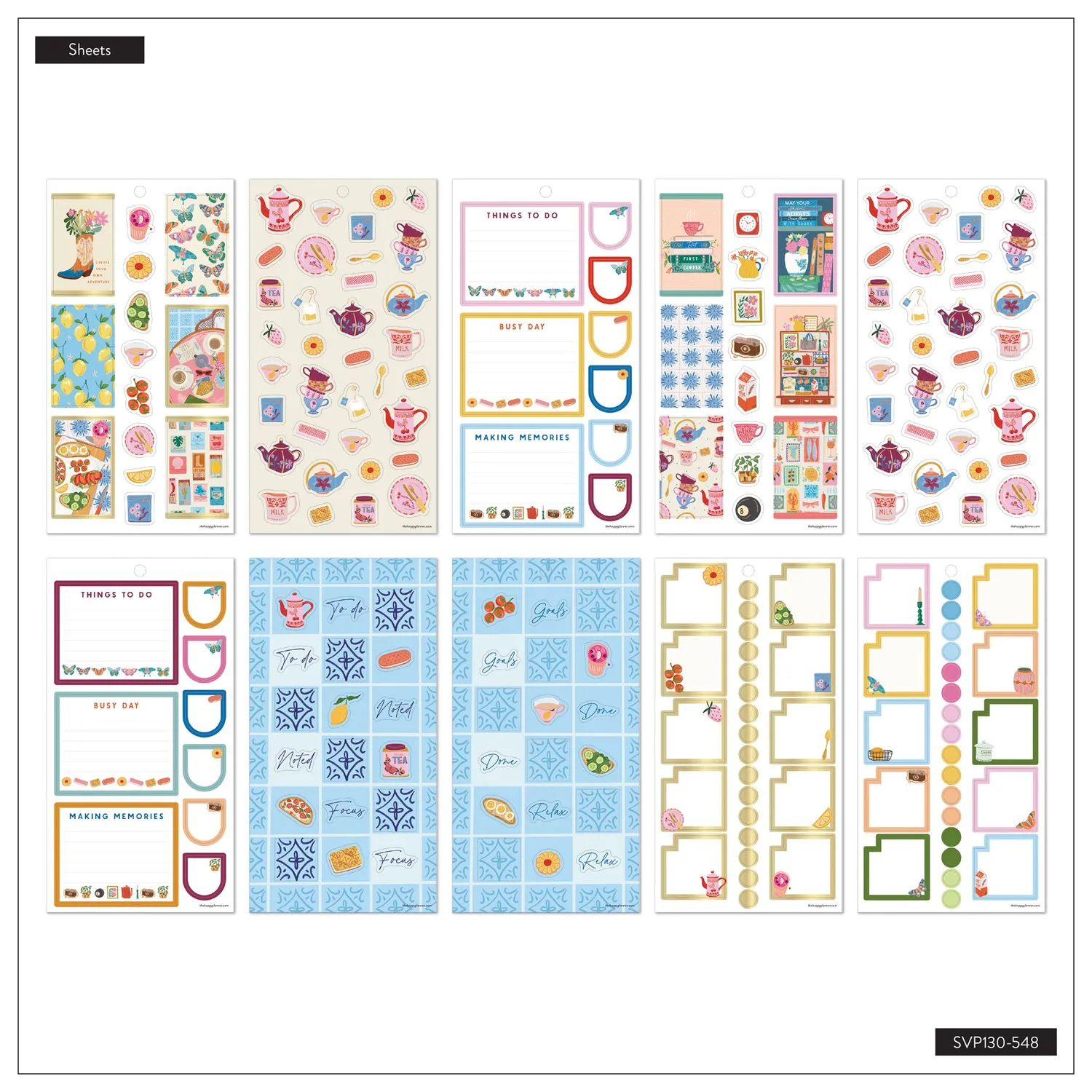 Happy Planner Life in Whimsy autocollants 30 planches pastel