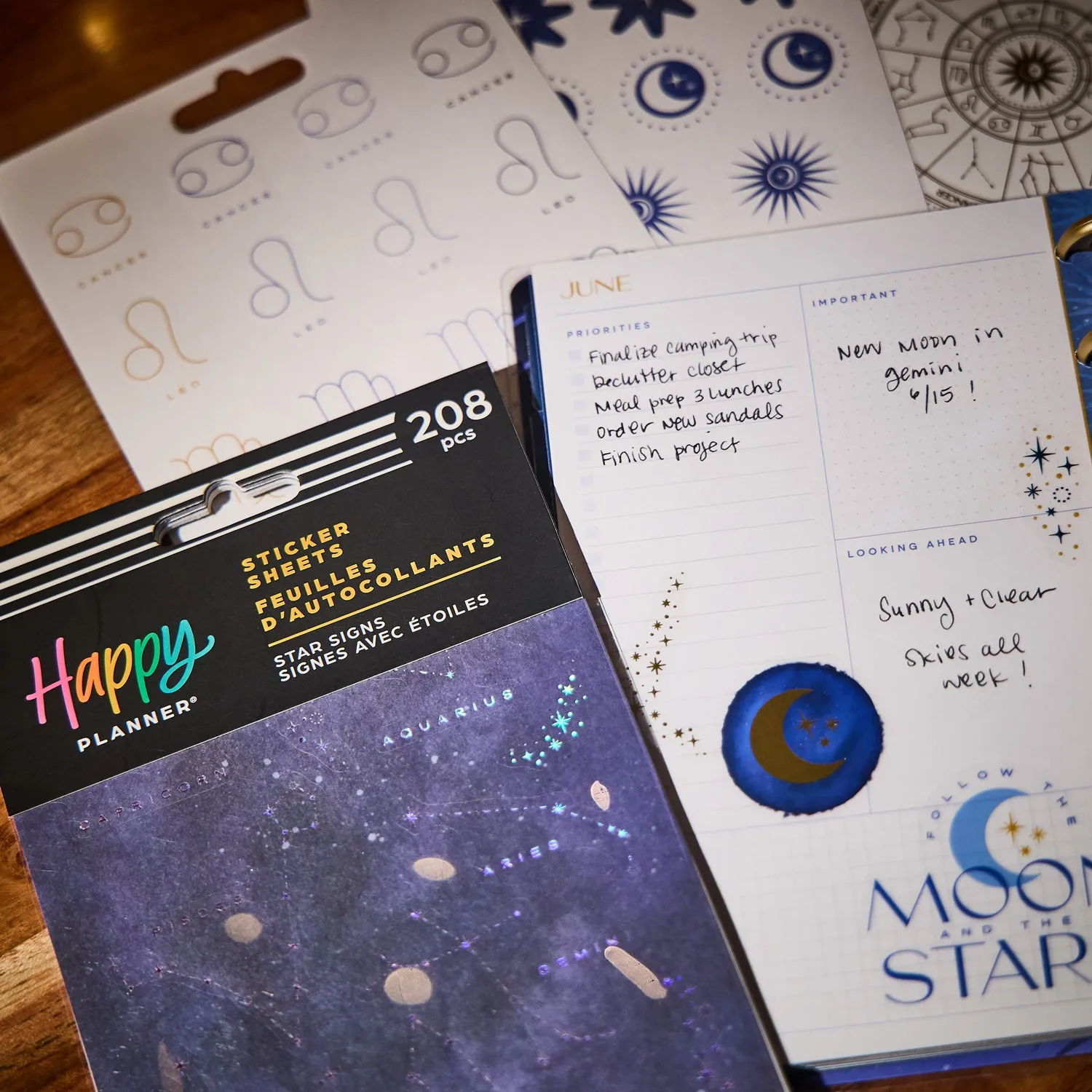 Happy Planner Star Signs stickers 10 planches 208 zodiaque