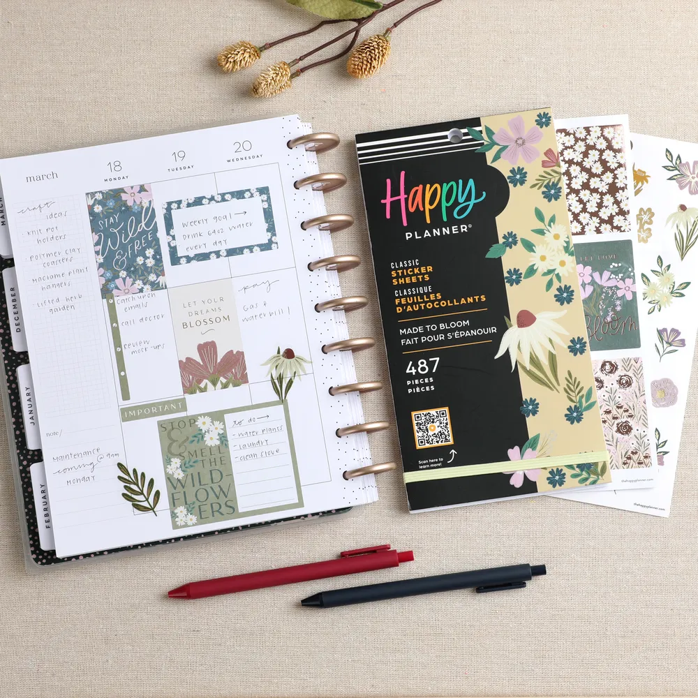 Happy Planner Made to Bloom Value Pack stickers floraux 487