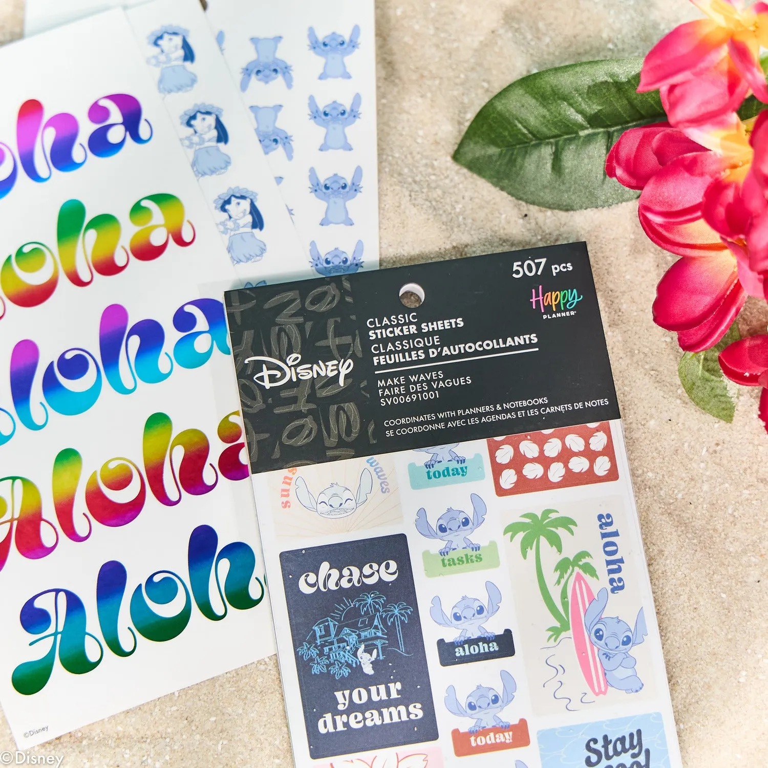 Happy Planner Lilo & Stitch Make Waves stickers tropical 30 feuilles