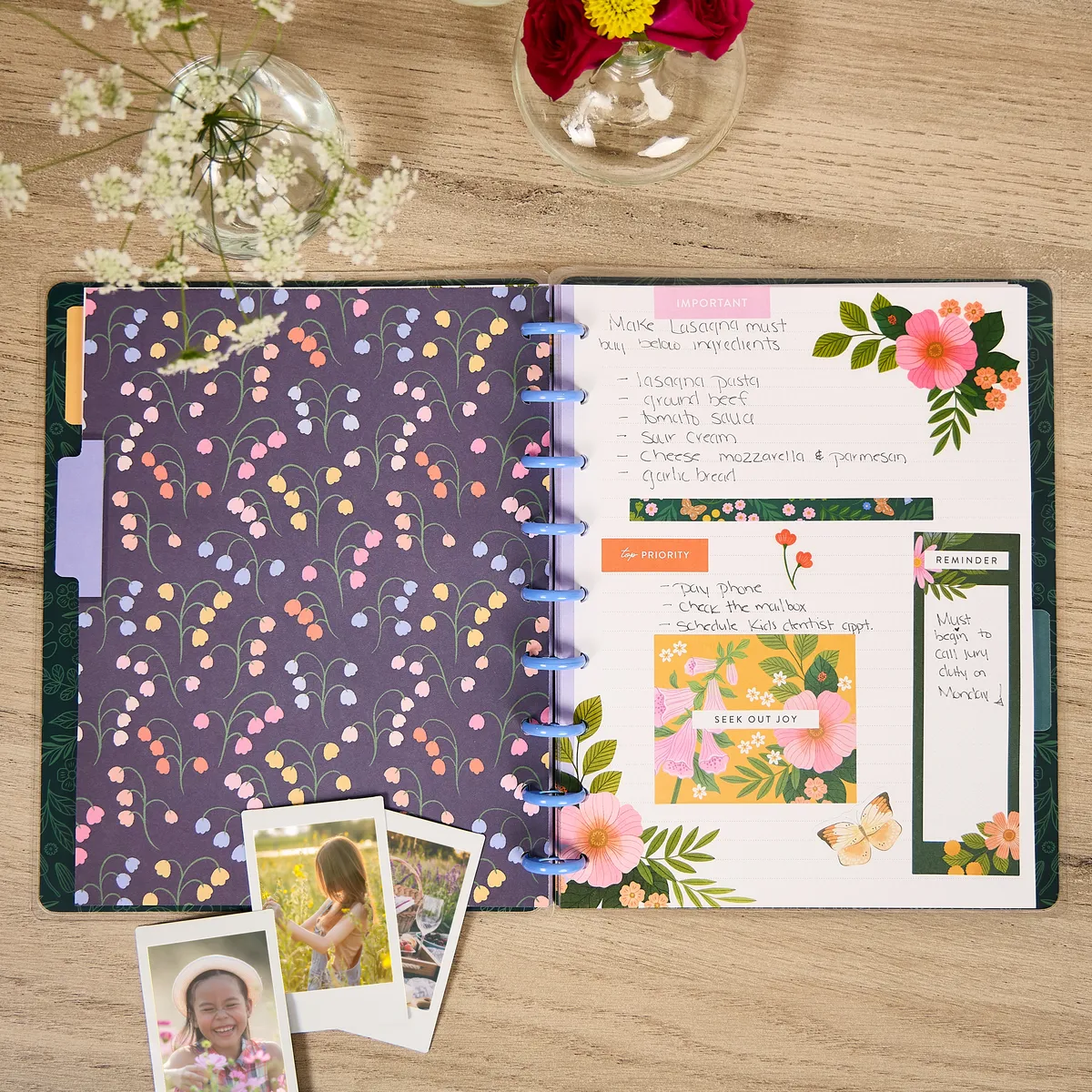 Happy Planner Midnight Meadow carnet classic 60 feuilles pointillé