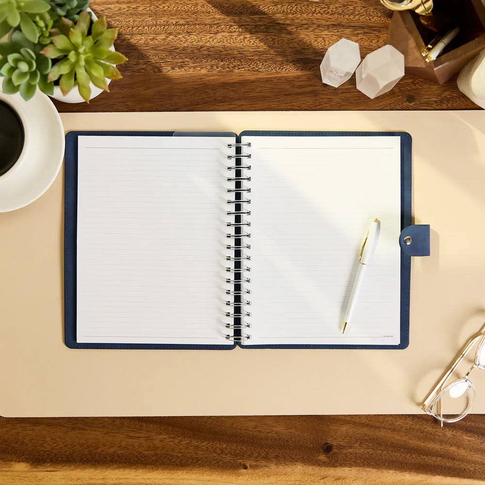 Citrine Navy Classic carnet spirale rechargeable bleu marine pointillé