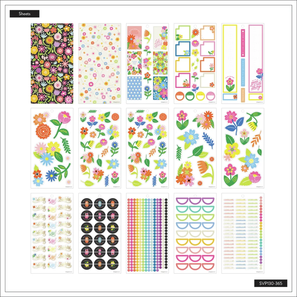Happy Planner Bright Florals stickers value pack 885 pièces floral