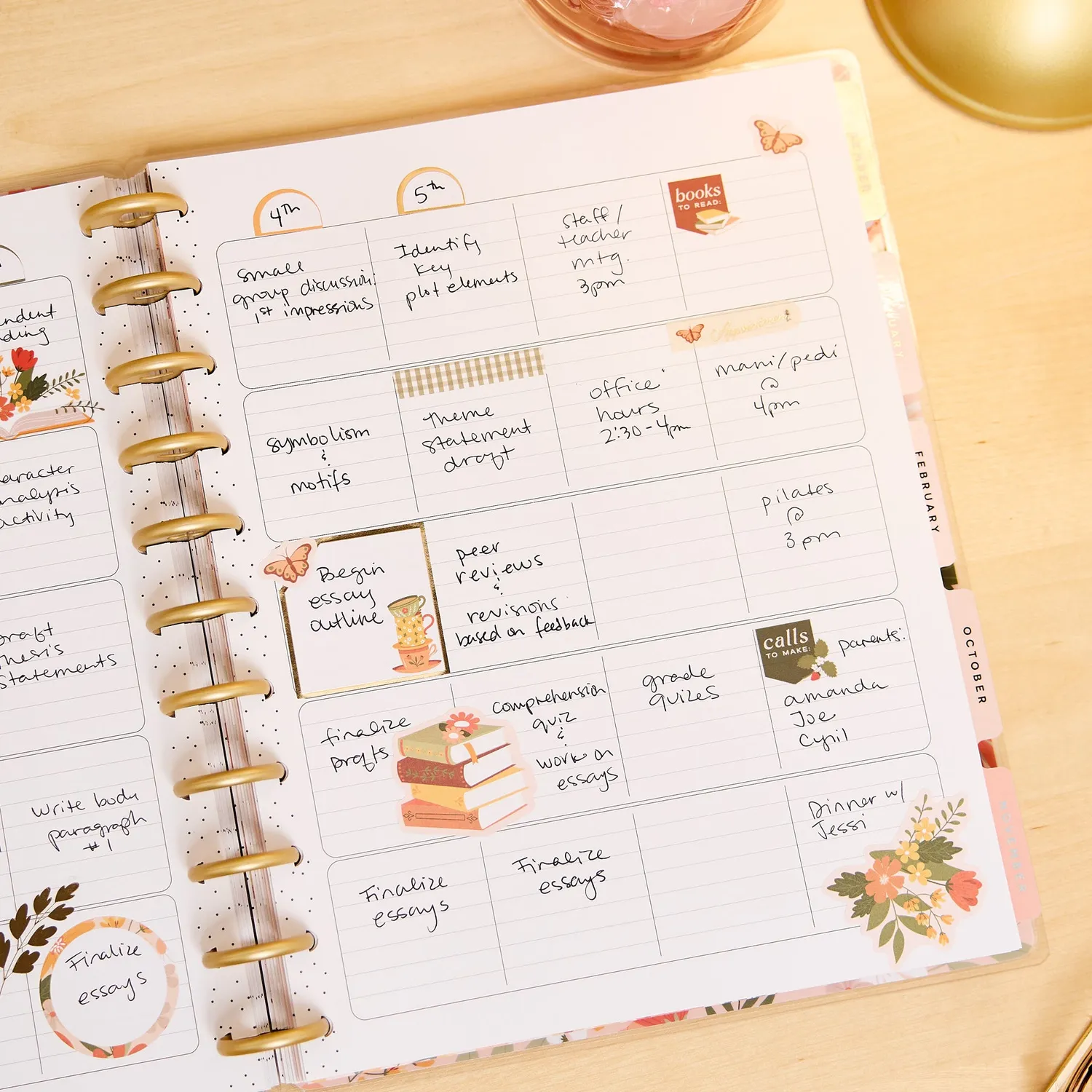 Happy Planner Reading Hour agenda professeur 2026-2027 big