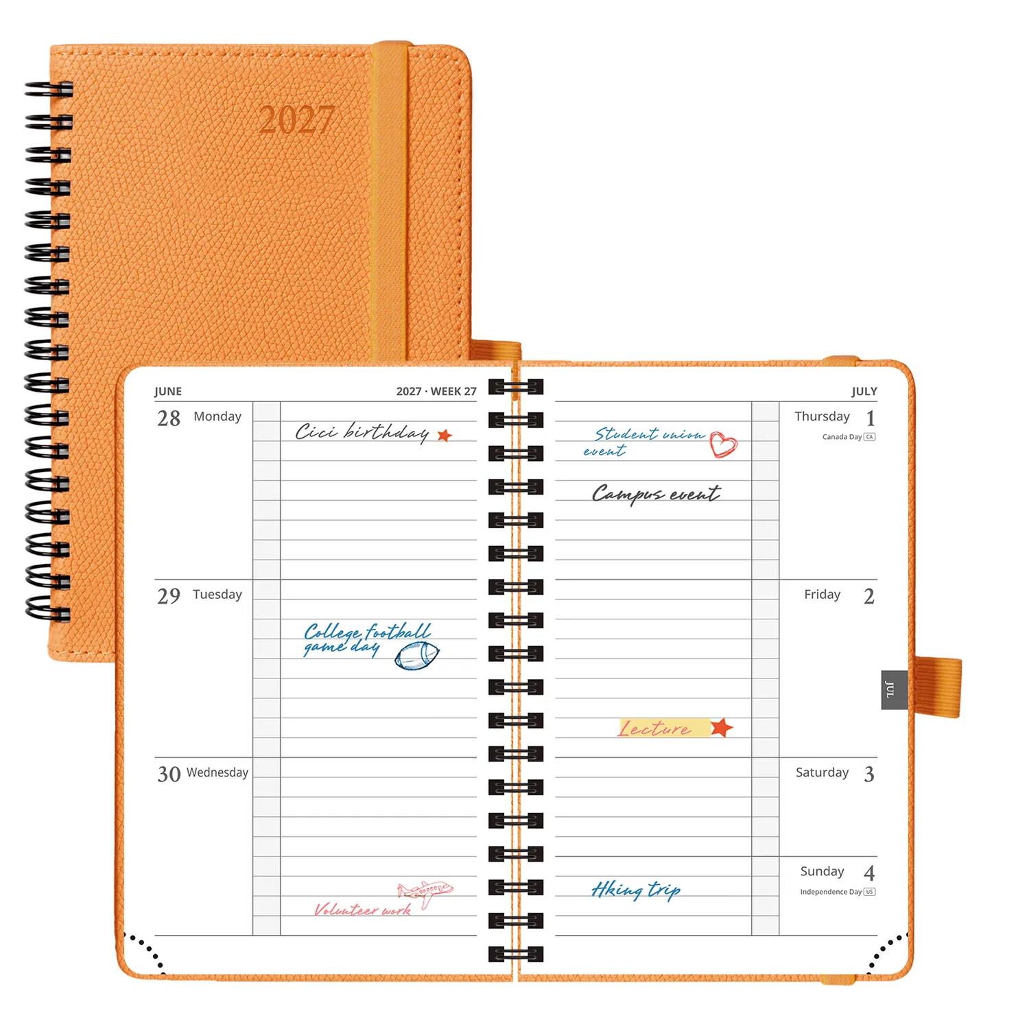 Poprun WETLA6-27 agenda semainier 2027 A6 rigide horizontal