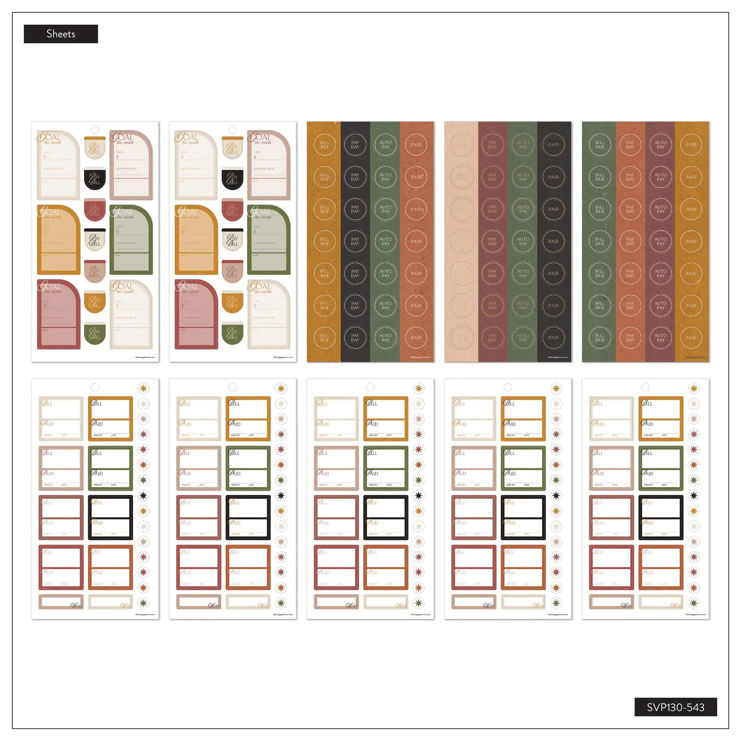 Happy Planner Amber & Oak stickers budget Value Pack 30 feuilles