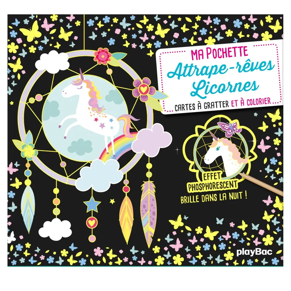 Frigobloc Attrape-rêves Licorne cartes à gratter phosphorescentes