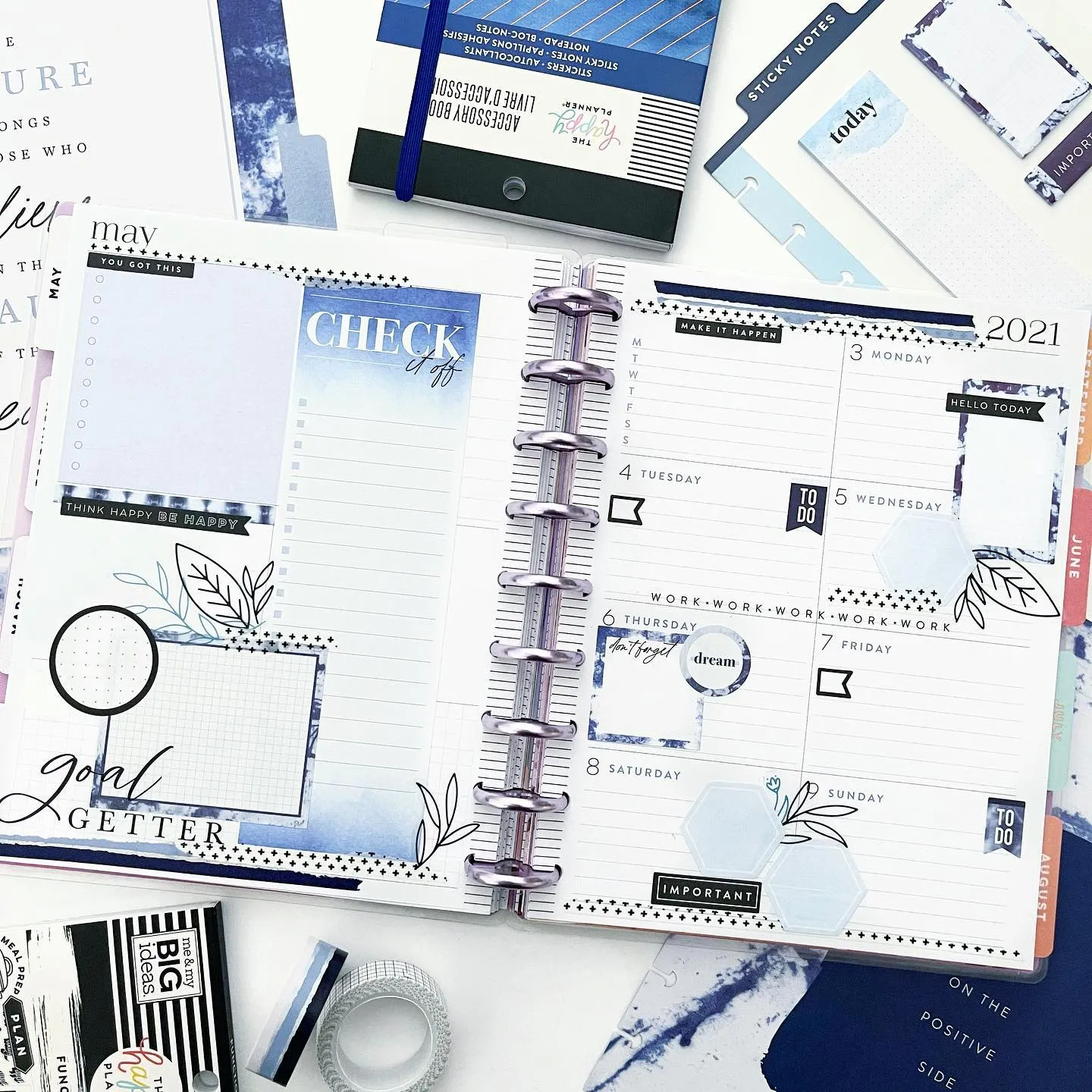 Happy Planner Indigo Tie Dye carnet stickers 692 alphabet