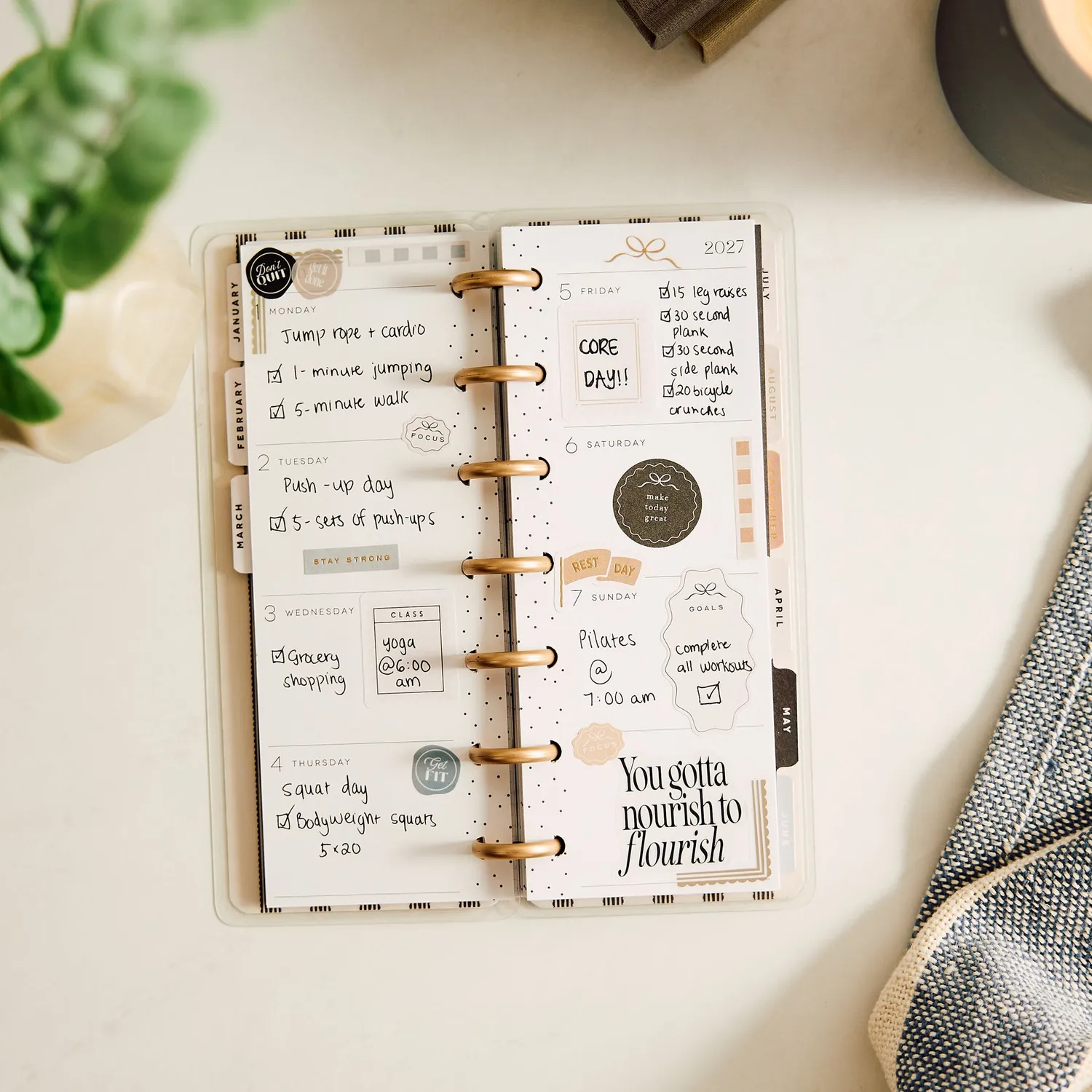 Happy Planner Haven & Heart 2027 Skinny Mini agenda horizontal 12 mois