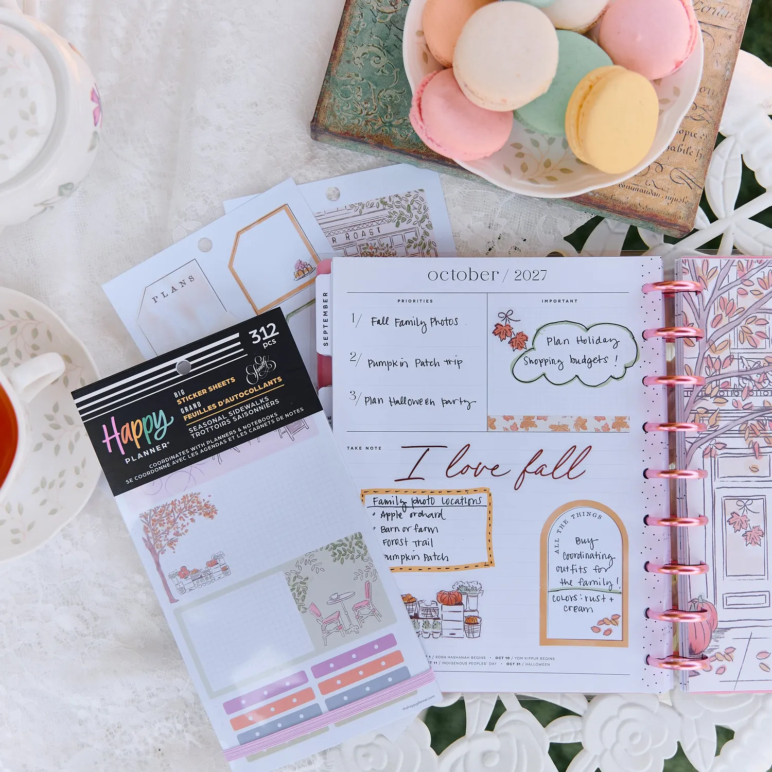 Happy Planner Seasonal Sidewalks stickers Big 30 feuilles 4 saisons