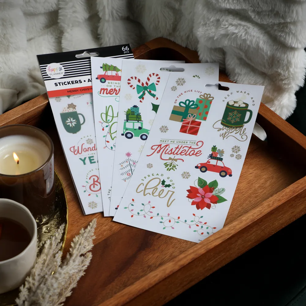 Happy Planner Merry Christmas stickers 5 feuilles fêtes