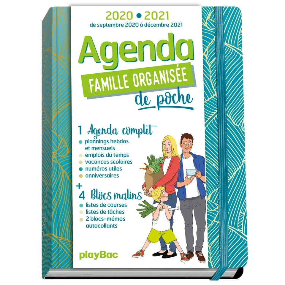 Frigobloc Famille organisée agenda de poche Bleu sept 2020-déc 2021