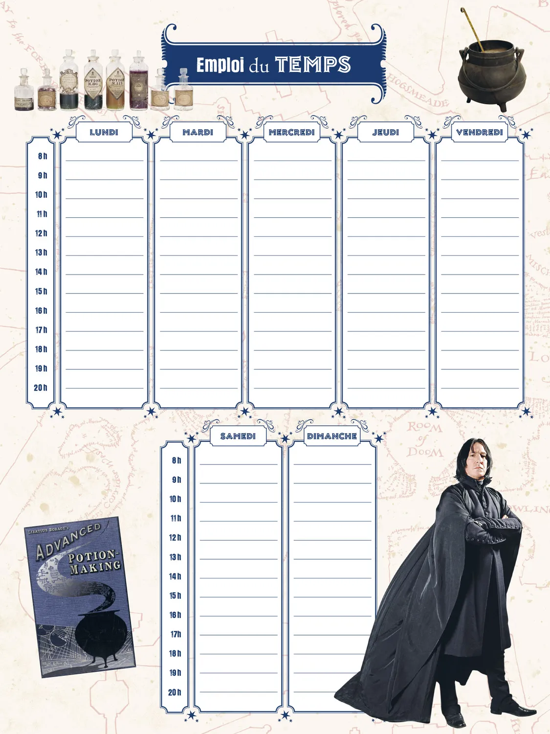 Frigobloc Mensuel 2024 Harry Potter calendrier familial 16 mois
