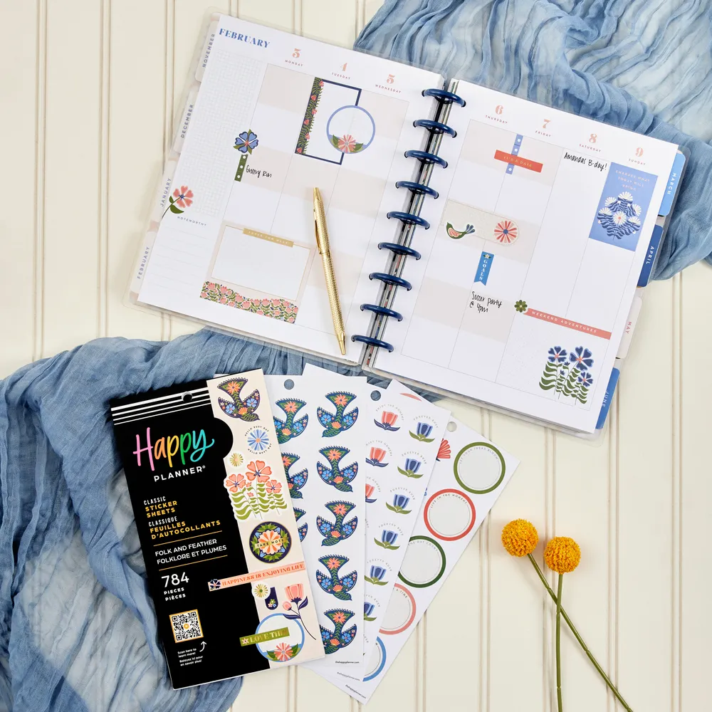 Happy Planner Folk & Feather stickers value pack x784