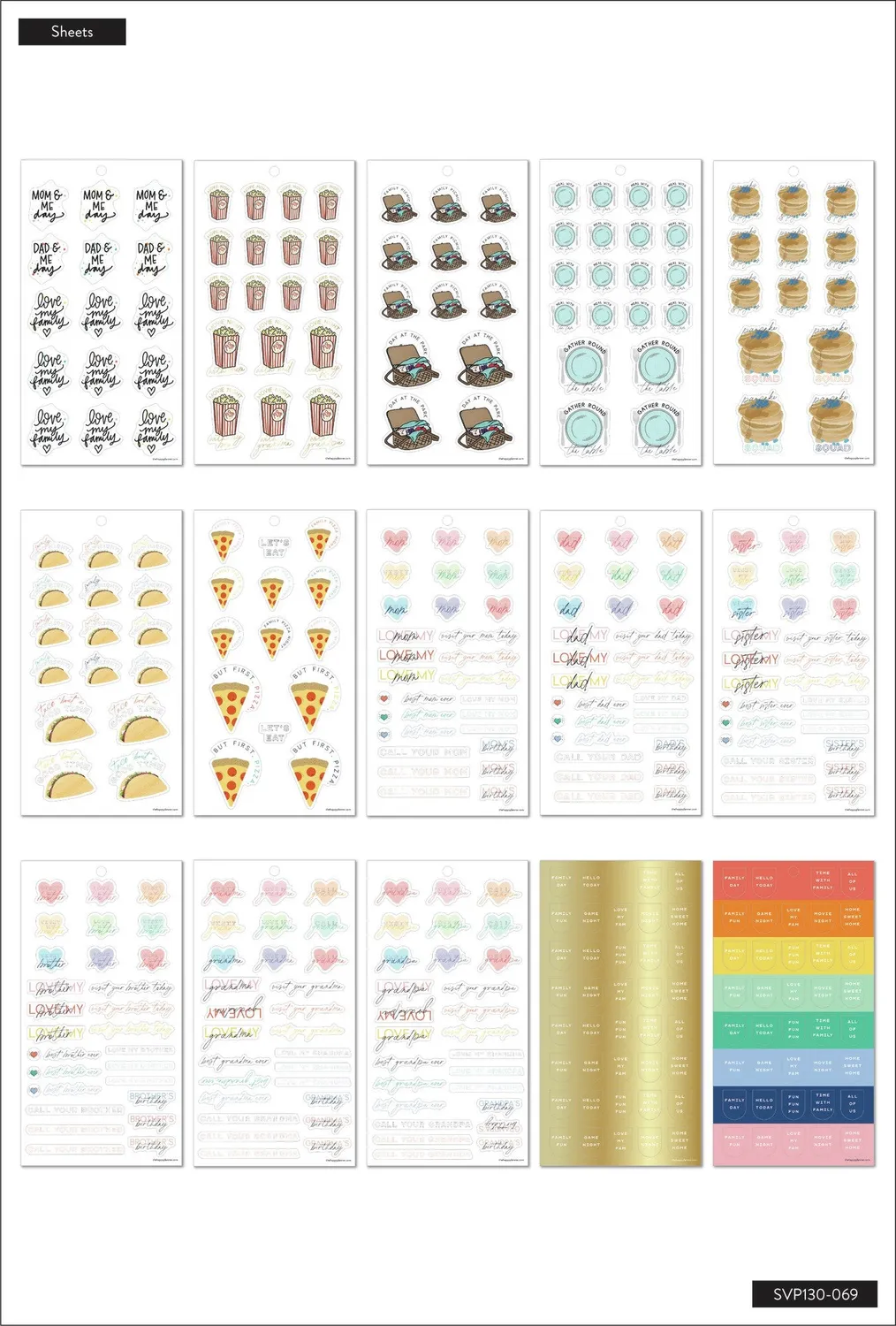 Happy Planner Value Pack Stickers Family autocollants 631 famille
