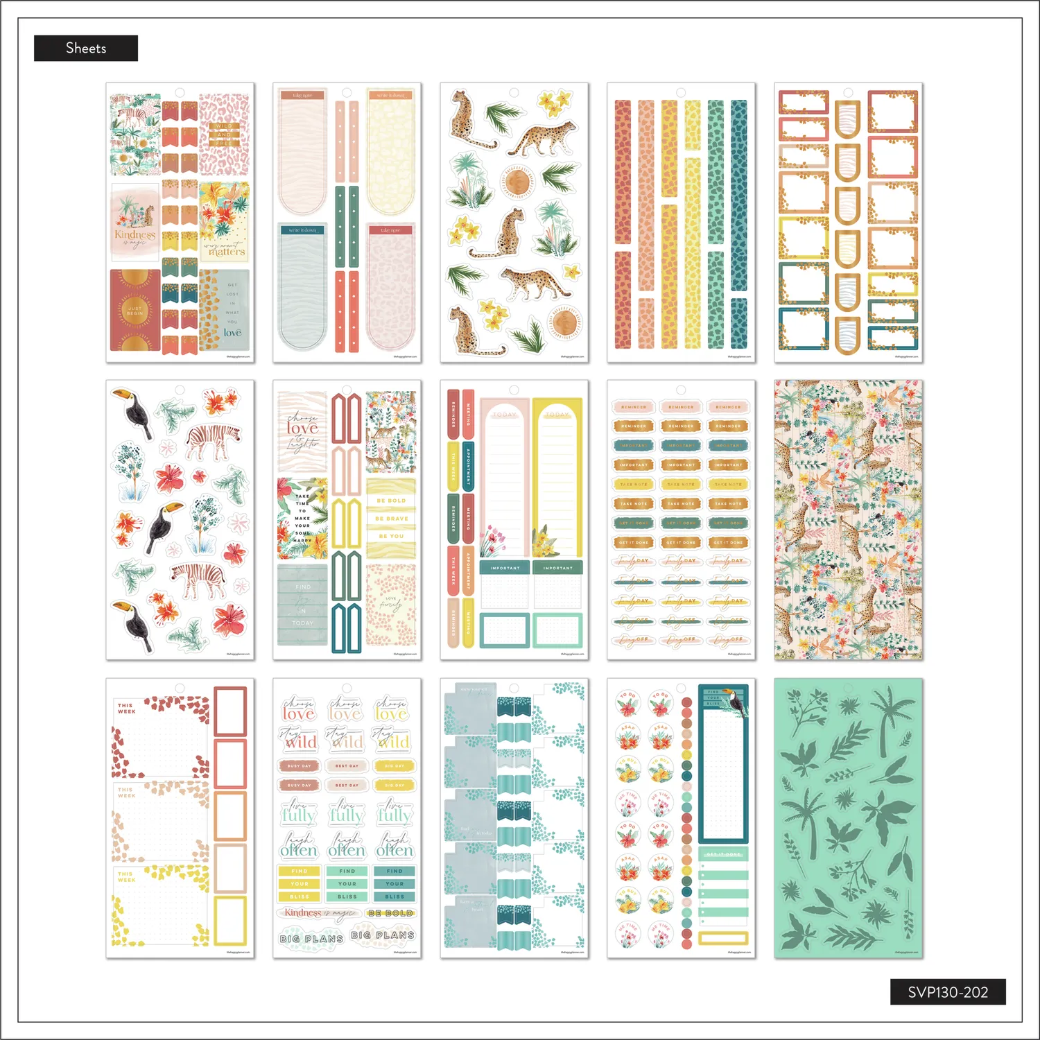 Happy Planner Wild Jungle Value Pack stickers 30 planches