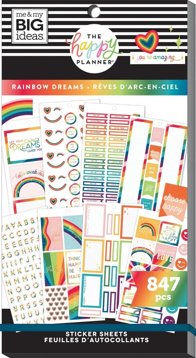 Happy Planner Rainbow Dreams stickers value pack 847 pièces