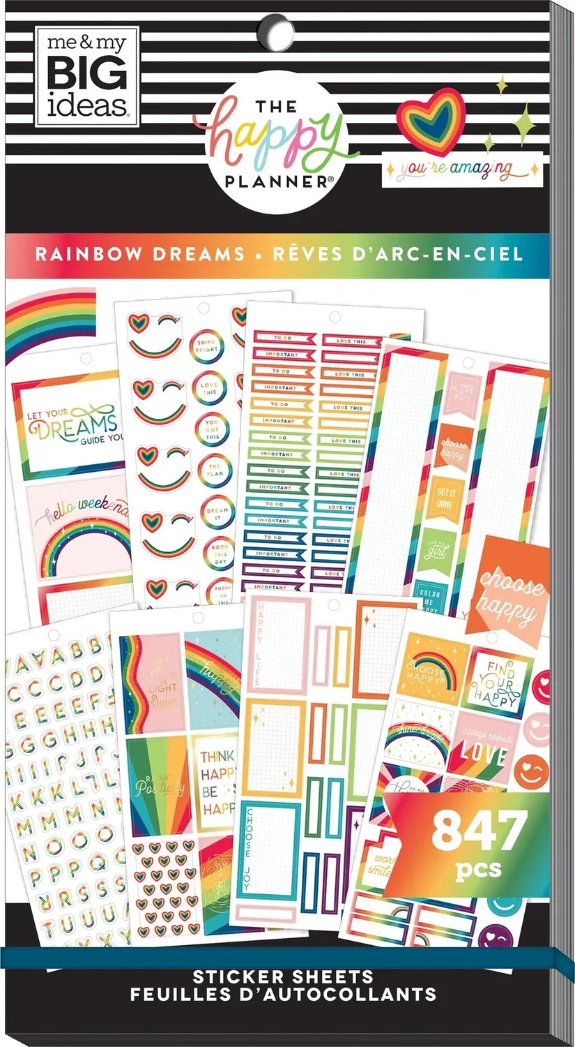 Happy Planner Rainbow Dreams stickers value pack 847 pièces