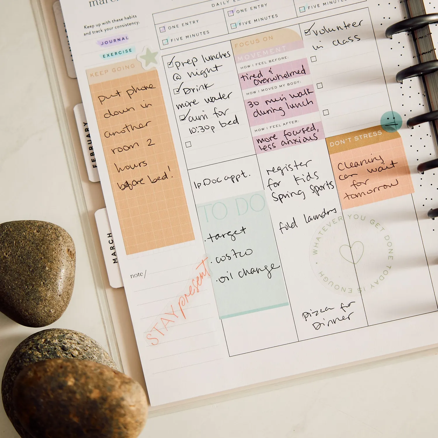 Happy Planner Hushed Hues 2027 agenda Classic 12 mois stress